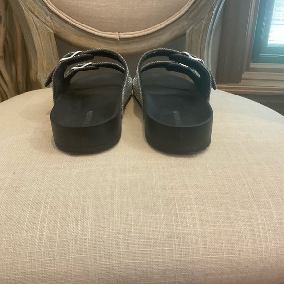 Steve Madden Black Rhinestone Double Strap Sandals - Picture 4 of 6